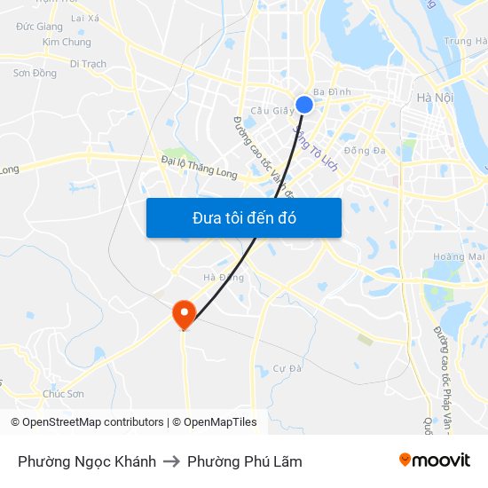 Phường Ngọc Khánh to Phường Phú Lãm map