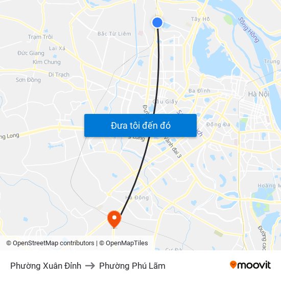Phường Xuân Đỉnh to Phường Phú Lãm map