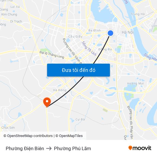 Phường Điện Biên to Phường Phú Lãm map