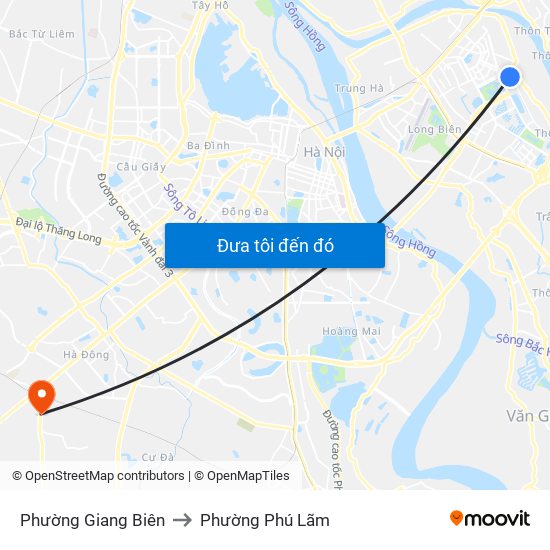 Phường Giang Biên to Phường Phú Lãm map