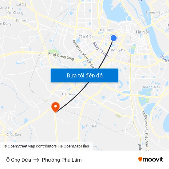 Ô Chợ Dừa to Phường Phú Lãm map