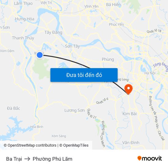 Ba Trại to Phường Phú Lãm map