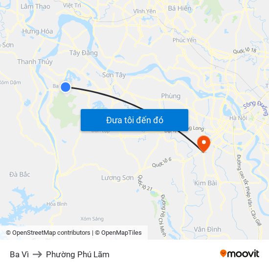 Ba Vì to Phường Phú Lãm map