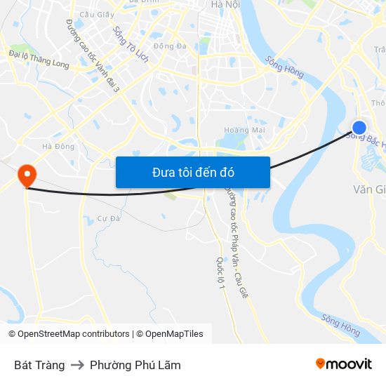 Bát Tràng to Phường Phú Lãm map