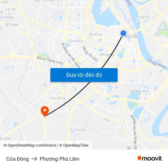Cửa Đông to Phường Phú Lãm map