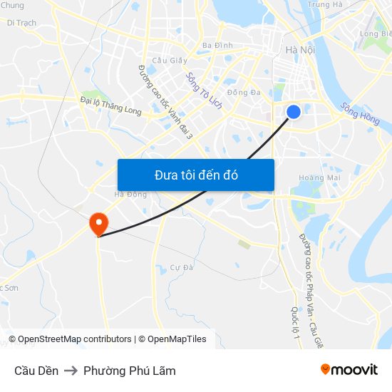 Cầu Dền to Phường Phú Lãm map