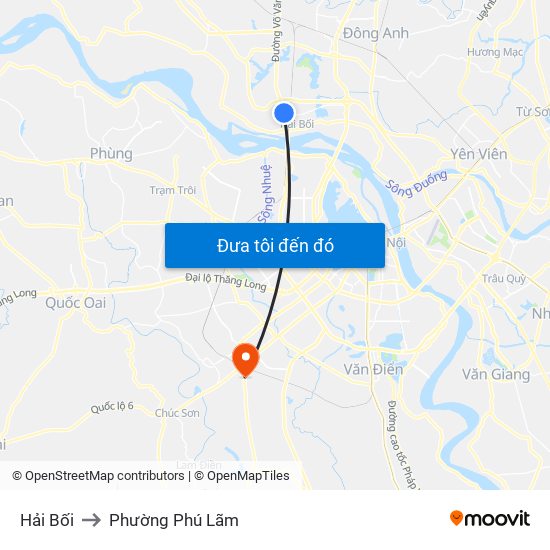 Hải Bối to Phường Phú Lãm map