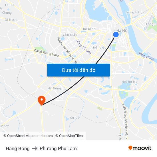 Hàng Bông to Phường Phú Lãm map