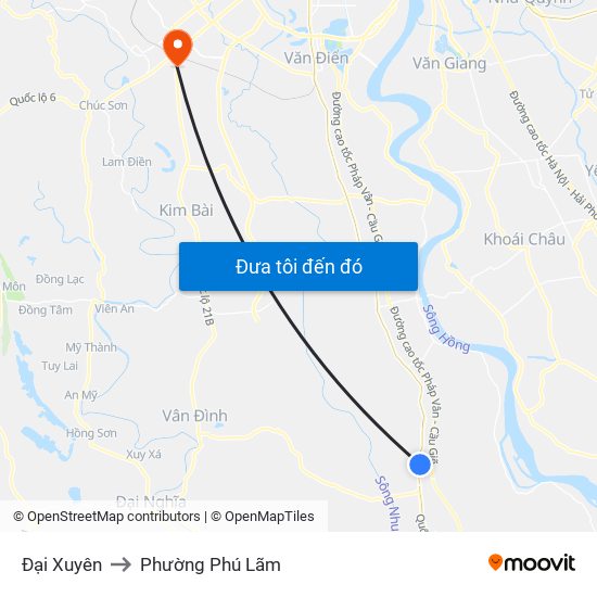 Đại Xuyên to Phường Phú Lãm map