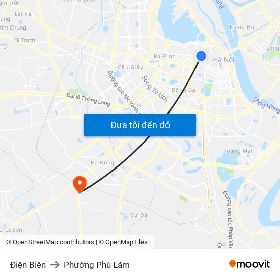 Điện Biên to Phường Phú Lãm map