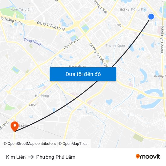 Kim Liên to Phường Phú Lãm map