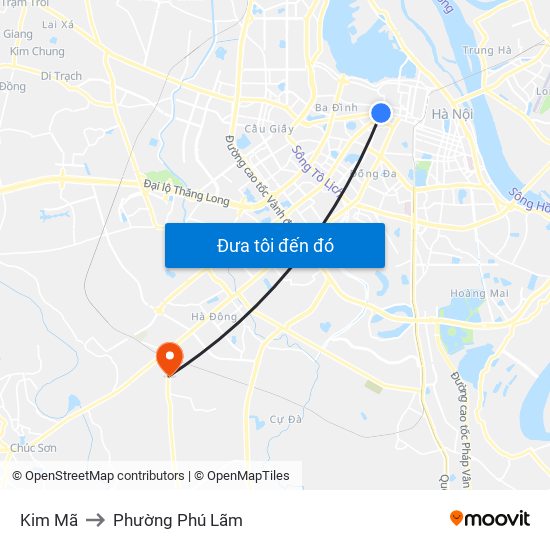 Kim Mã to Phường Phú Lãm map