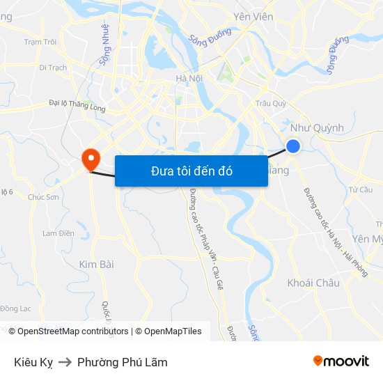 Kiêu Kỵ to Phường Phú Lãm map