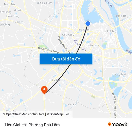 Liễu Giai to Phường Phú Lãm map