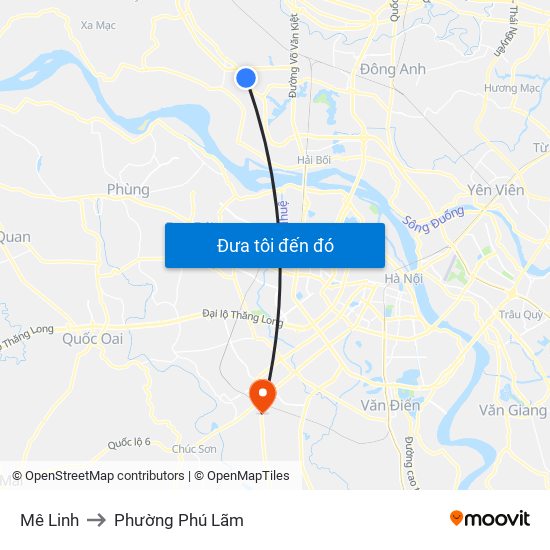 Mê Linh to Phường Phú Lãm map