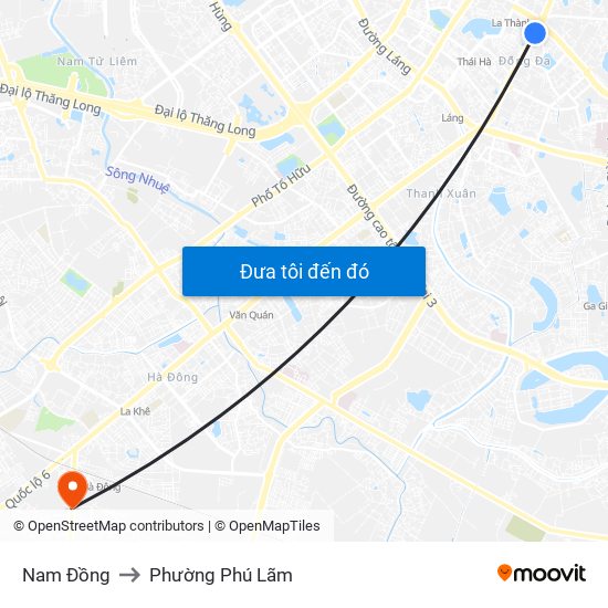 Nam Đồng to Phường Phú Lãm map