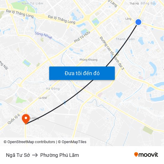 Ngã Tư Sở to Phường Phú Lãm map