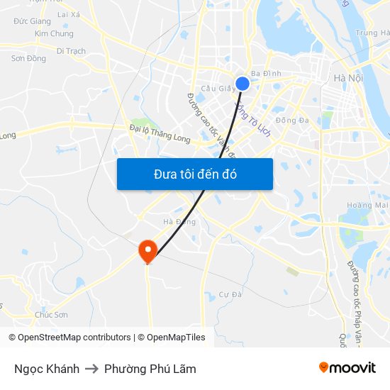 Ngọc Khánh to Phường Phú Lãm map