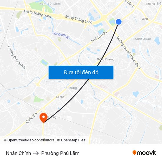 Nhân Chính to Phường Phú Lãm map