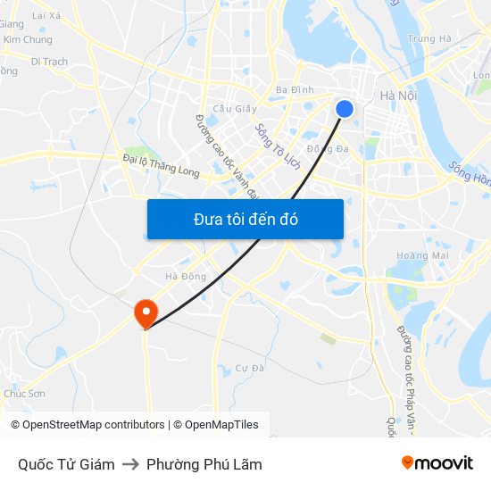 Quốc Tử Giám to Phường Phú Lãm map