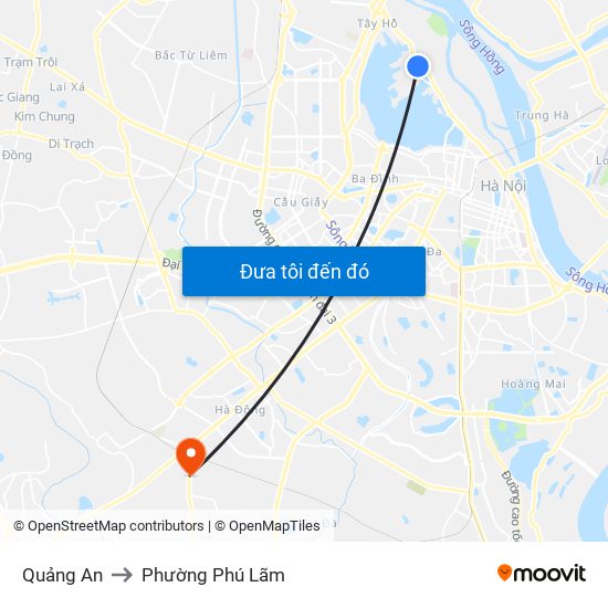 Quảng An to Phường Phú Lãm map