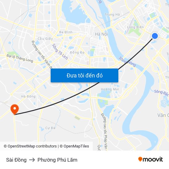 Sài Đồng to Phường Phú Lãm map