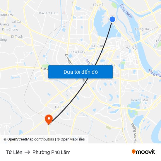 Tứ Liên to Phường Phú Lãm map