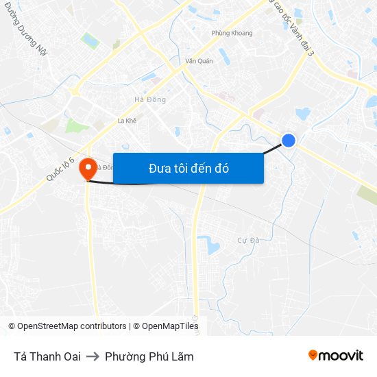 Tả Thanh Oai to Phường Phú Lãm map