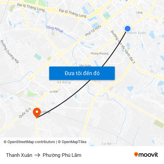Thanh Xuân to Phường Phú Lãm map