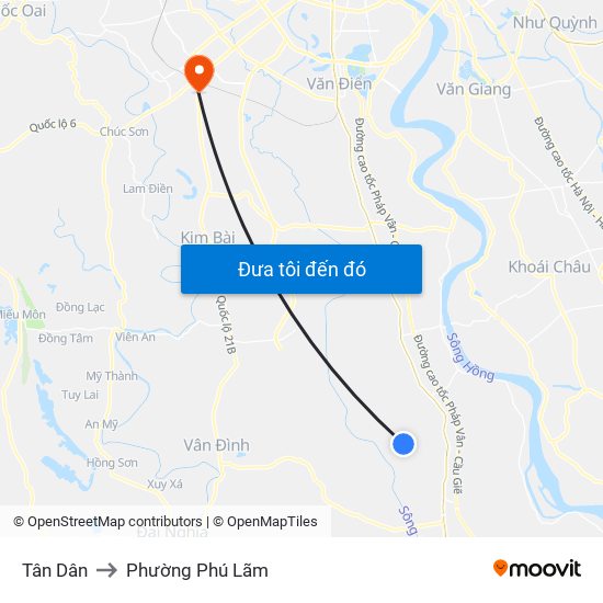 Tân Dân to Phường Phú Lãm map