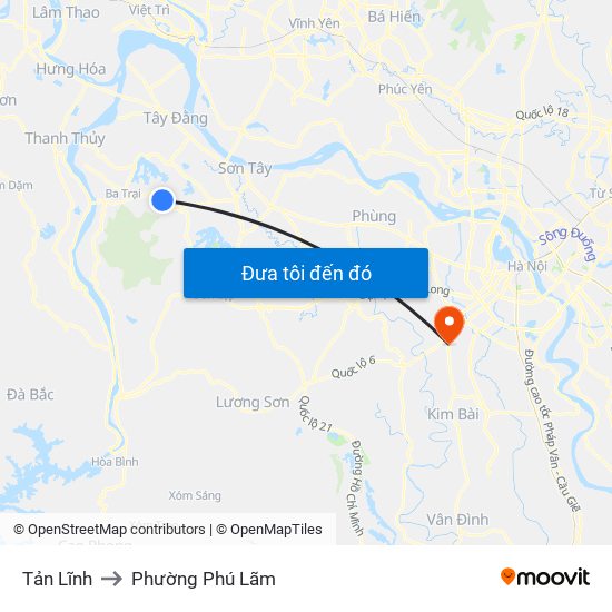 Tản Lĩnh to Phường Phú Lãm map