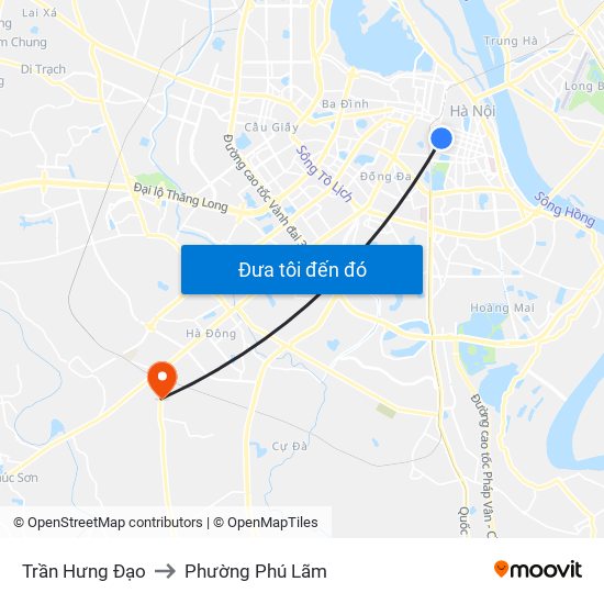 Trần Hưng Đạo to Phường Phú Lãm map