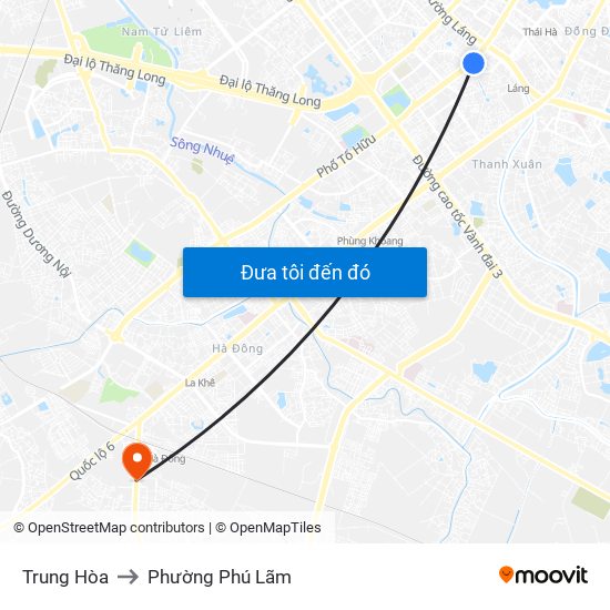 Trung Hòa to Phường Phú Lãm map