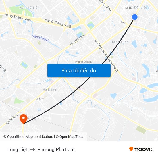 Trung Liệt to Phường Phú Lãm map