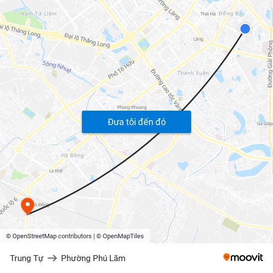 Trung Tự to Phường Phú Lãm map