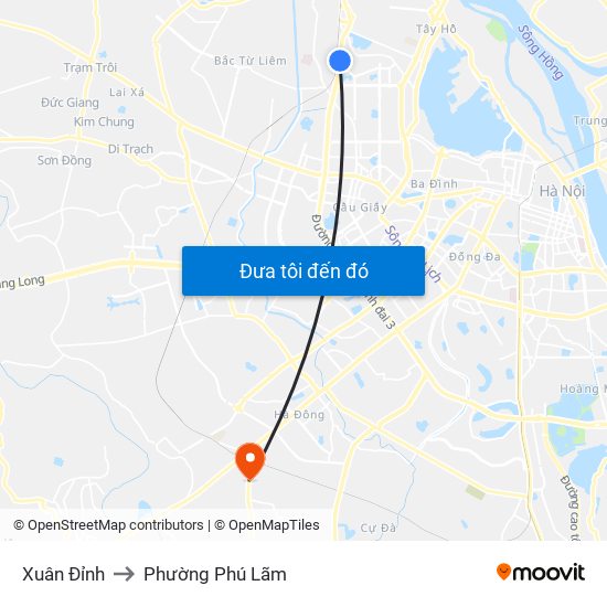Xuân Đỉnh to Phường Phú Lãm map