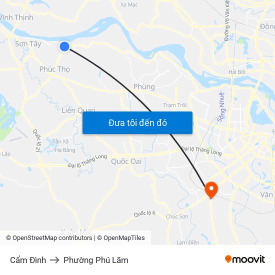 Cẩm Đình to Phường Phú Lãm map