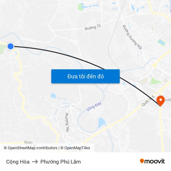 Cộng Hòa to Phường Phú Lãm map