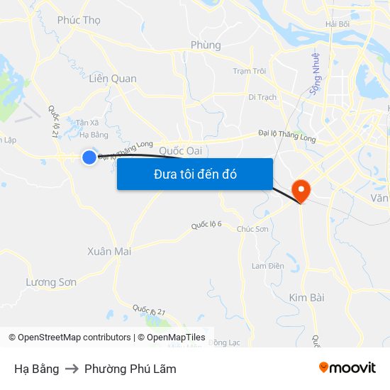 Hạ Bằng to Phường Phú Lãm map