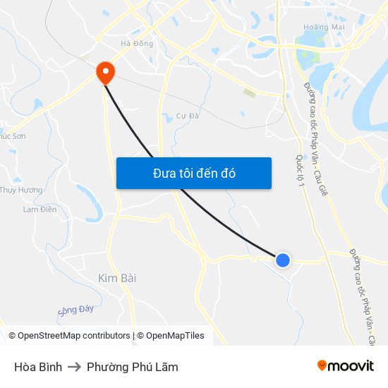 Hòa Bình to Phường Phú Lãm map