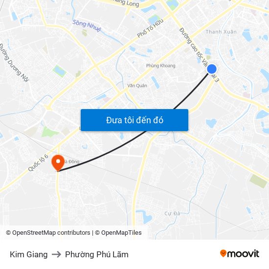 Kim Giang to Phường Phú Lãm map
