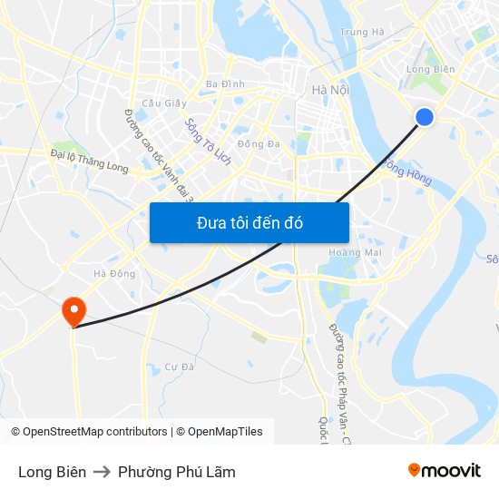 Long Biên to Phường Phú Lãm map