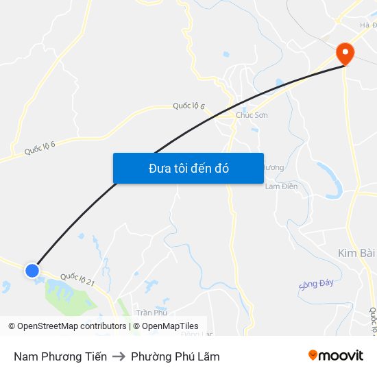 Nam Phương Tiến to Phường Phú Lãm map