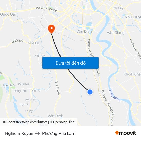 Nghiêm Xuyên to Phường Phú Lãm map