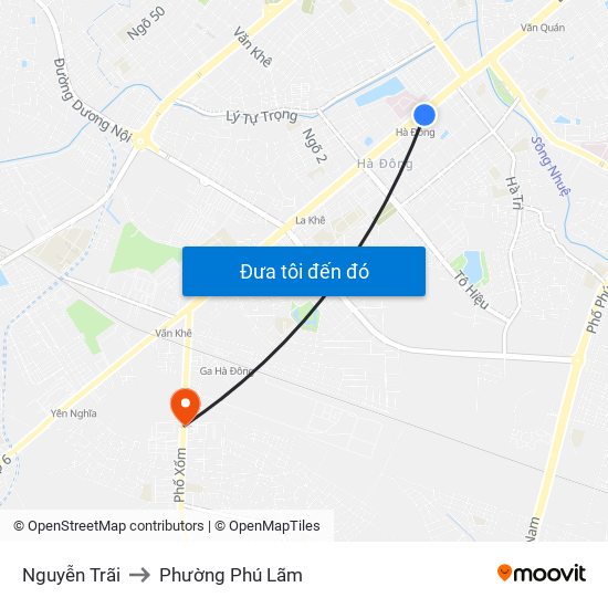 Nguyễn Trãi to Phường Phú Lãm map