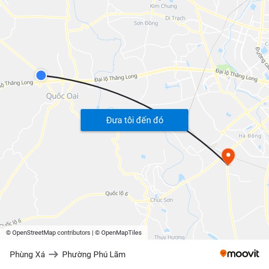 Phùng Xá to Phường Phú Lãm map