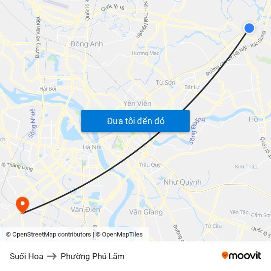 Suối Hoa to Phường Phú Lãm map
