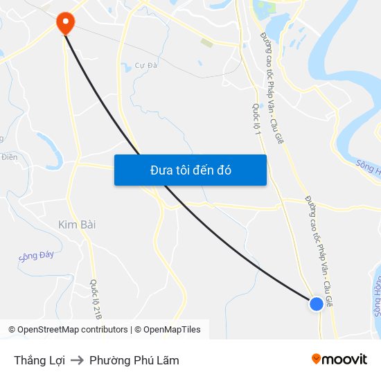 Thắng Lợi to Phường Phú Lãm map