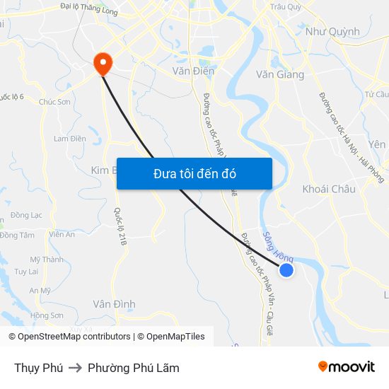 Thụy Phú to Phường Phú Lãm map