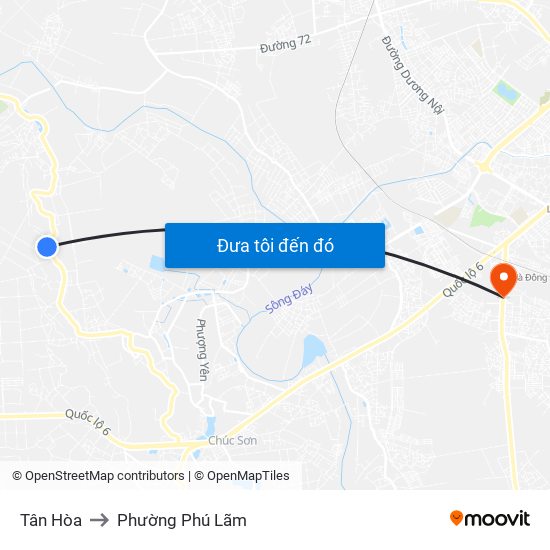 Tân Hòa to Phường Phú Lãm map